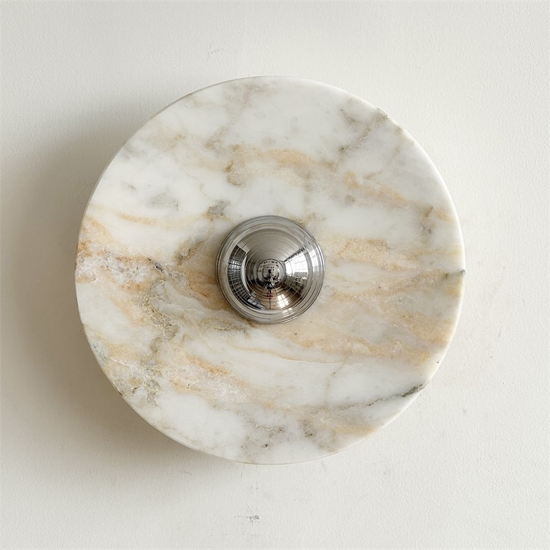 Calacatta Round Marble Wall Sconce – Italian Calacatta Purple Marble & Chrome LED Sconce