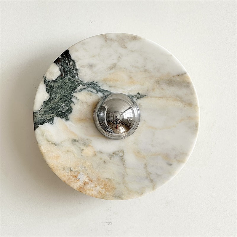 Calacatta Round Marble Wall Sconce – Italian Calacatta Purple Marble & Chrome LED Sconce