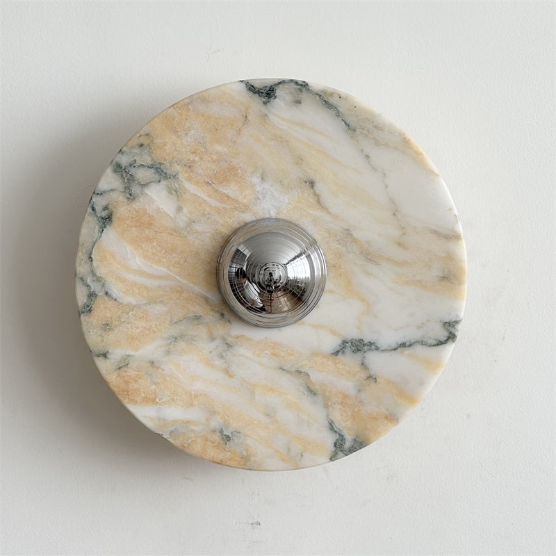 Calacatta Round Marble Wall Sconce – Italian Calacatta Purple Marble & Chrome LED Sconce