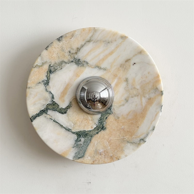 Calacatta Round Marble Wall Sconce – Italian Calacatta Purple Marble & Chrome LED Sconce