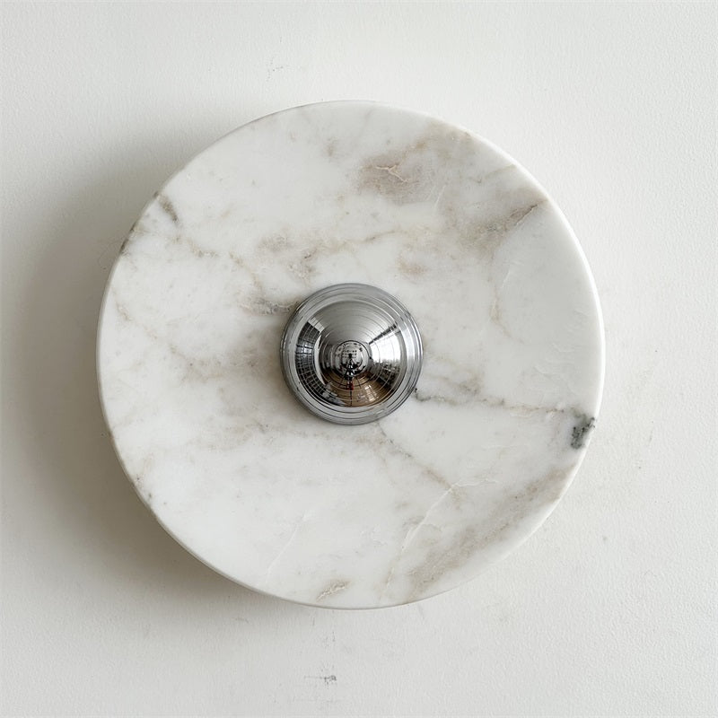 Calacatta Round Marble Wall Sconce – Italian Calacatta Purple Marble & Chrome LED Sconce