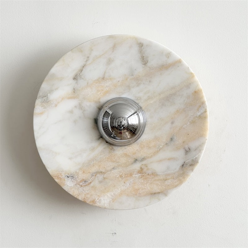 Calacatta Round Marble Wall Sconce – Italian Calacatta Purple Marble & Chrome LED Sconce
