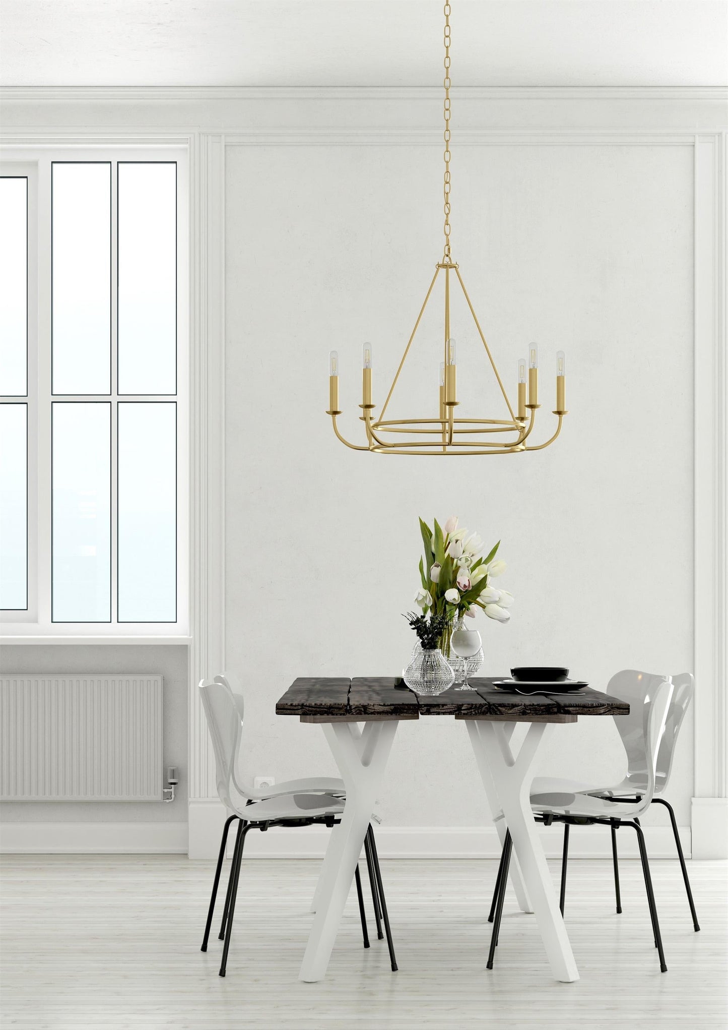 Bailey Chandelier | Modern Angular Brass 8/18-Light Candelabra Pendant