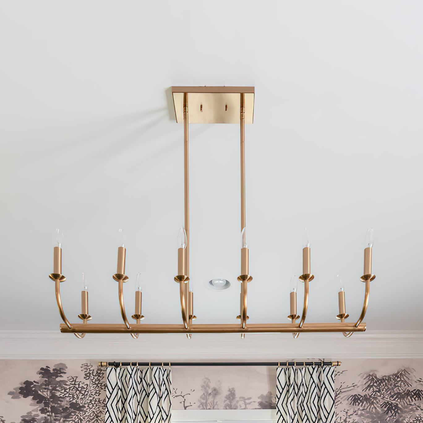 Bailey Chandelier | Modern Angular Brass 8/18-Light Candelabra Pendant