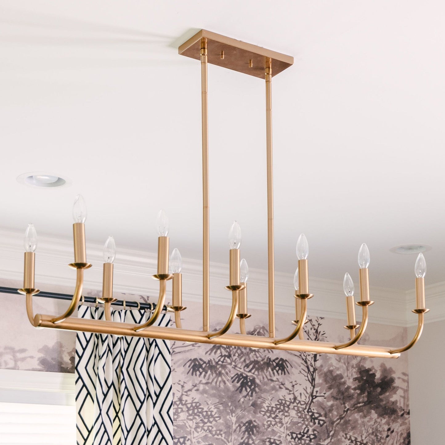 Bailey Chandelier | Modern Angular Brass 8/18-Light Candelabra Pendant