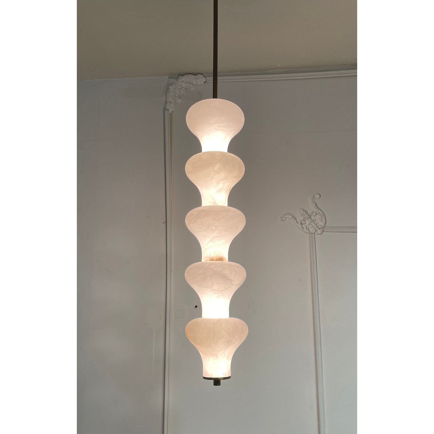 Balandres Alabaster Pendant | Tall 25-Inch Natural Stone Vertical Light