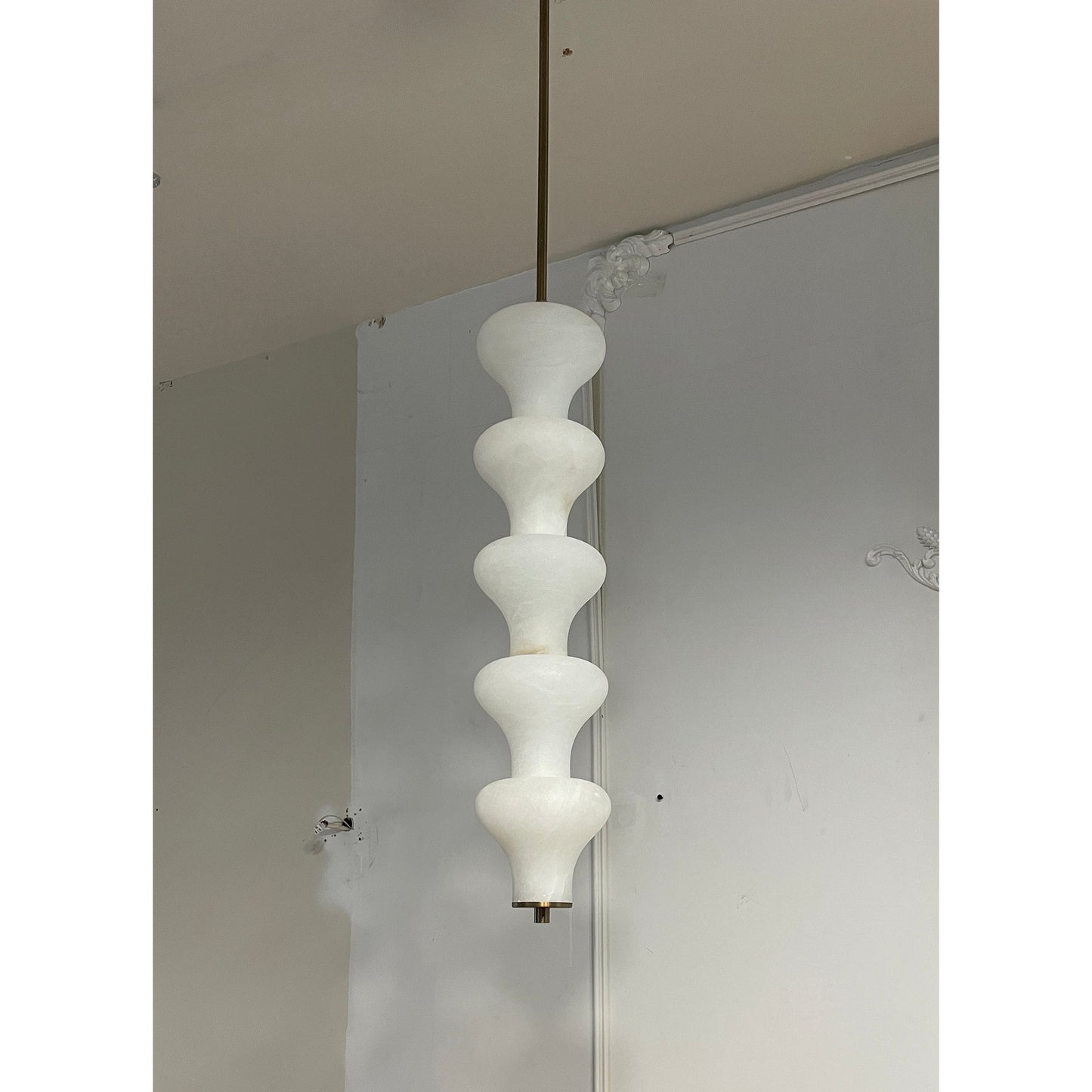 Balandres Alabaster Pendant | Tall 25-Inch Natural Stone Vertical Light