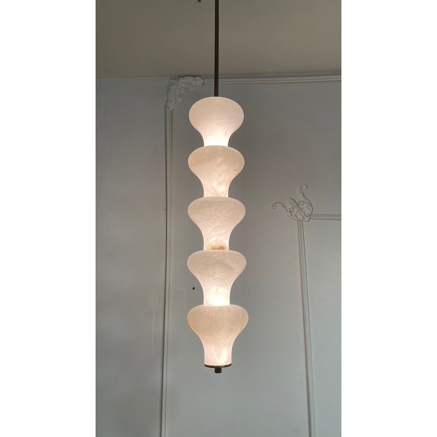 Balandres Alabaster Pendant | Tall 25-Inch Natural Stone Vertical Light