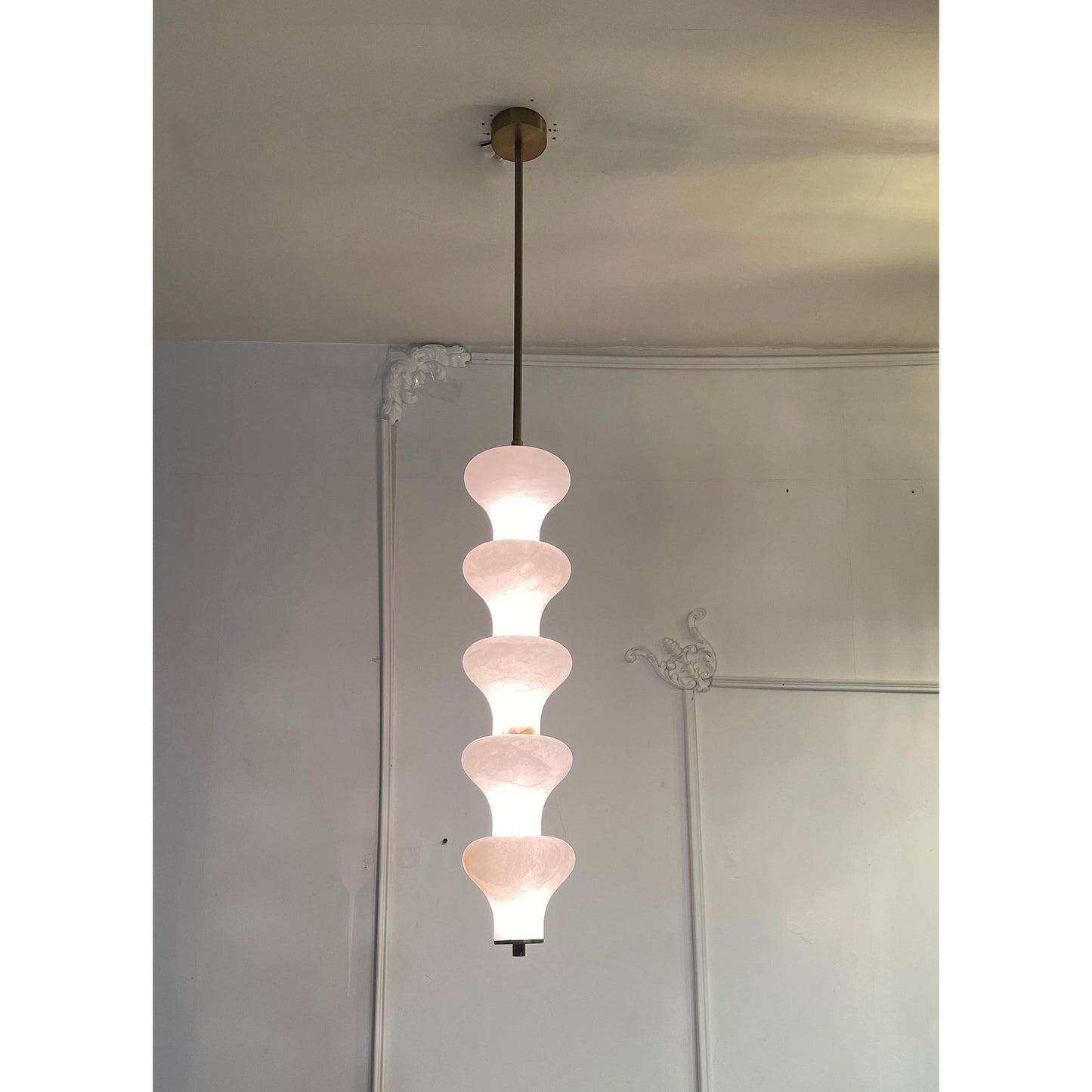 Balandres Alabaster Pendant | Tall 25-Inch Natural Stone Vertical Light