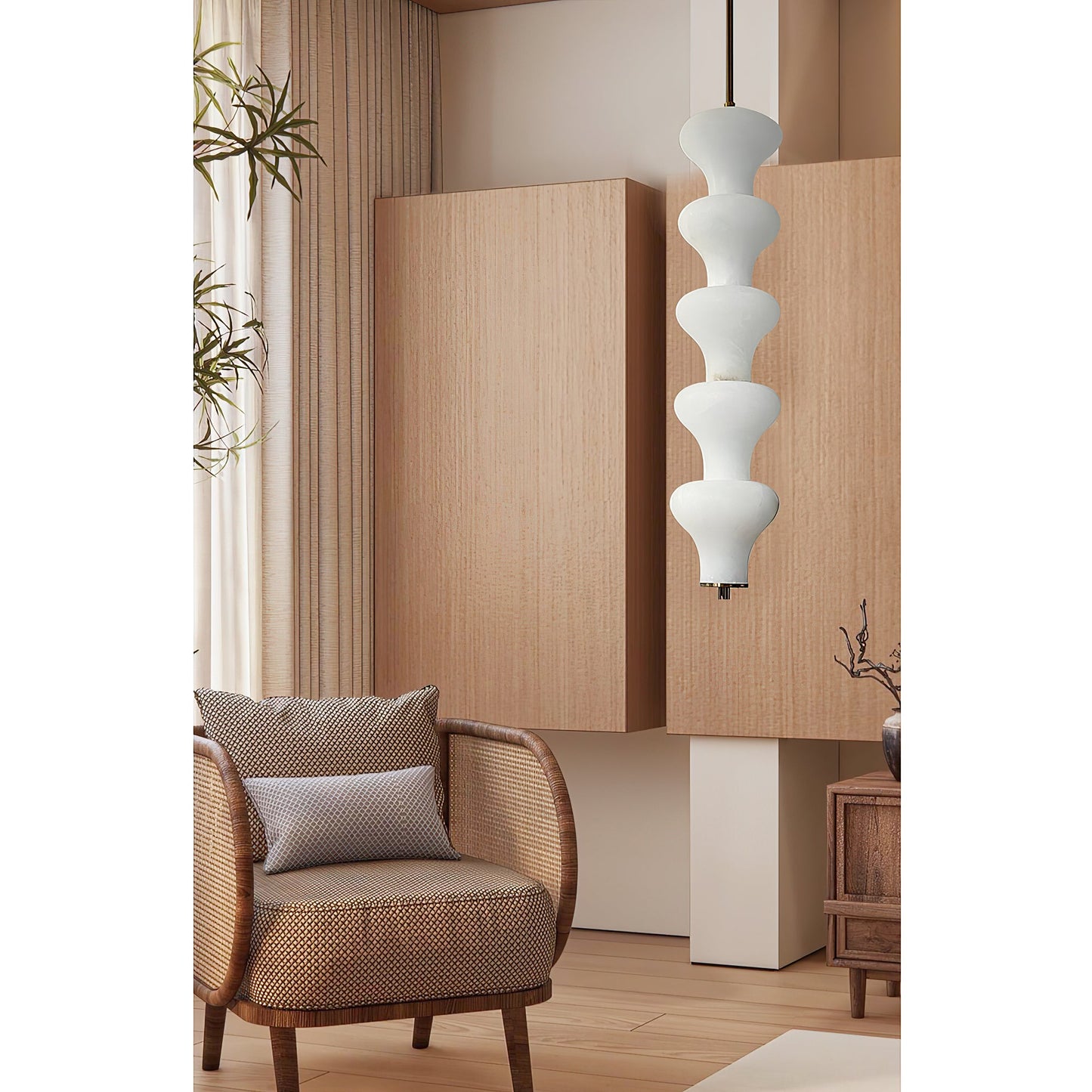 Balandres Alabaster Pendant | Tall 25-Inch Natural Stone Vertical Light