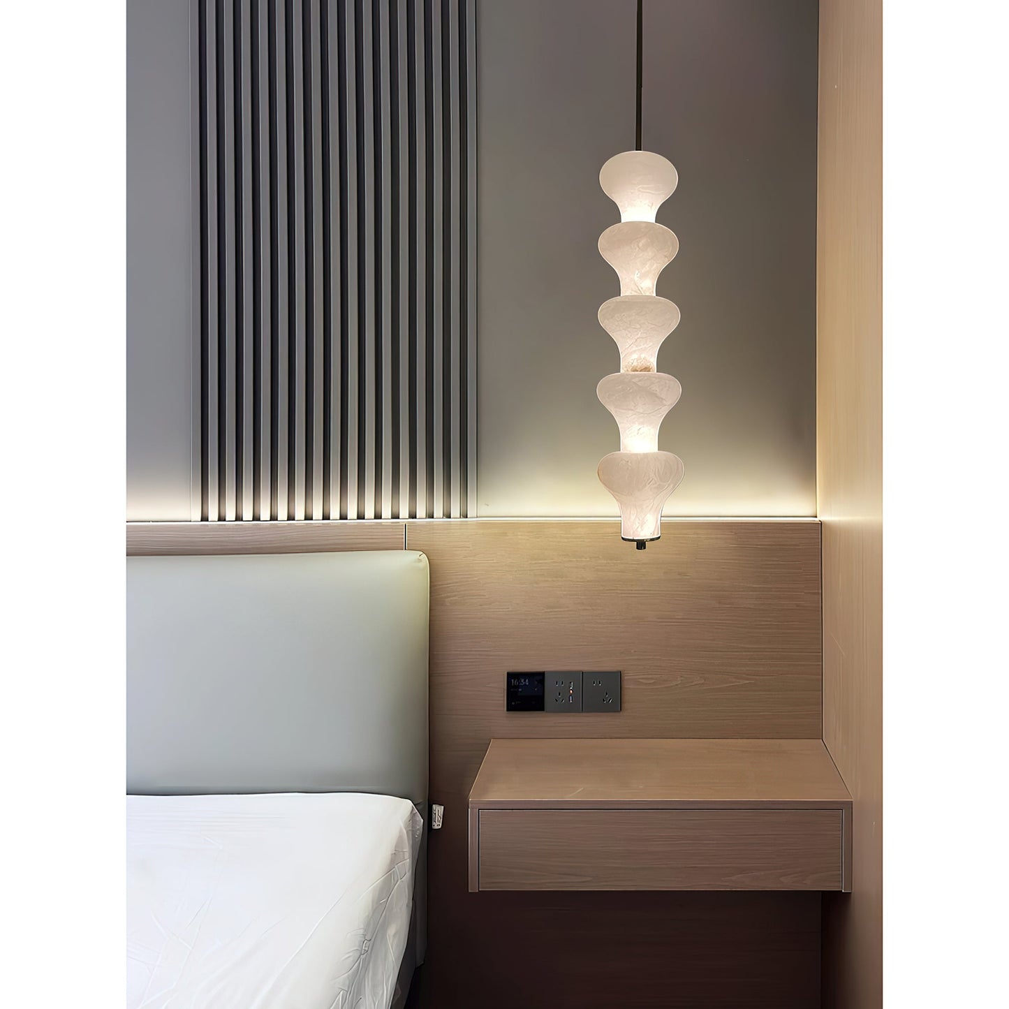 Balandres Alabaster Pendant | Tall 25-Inch Natural Stone Vertical Light