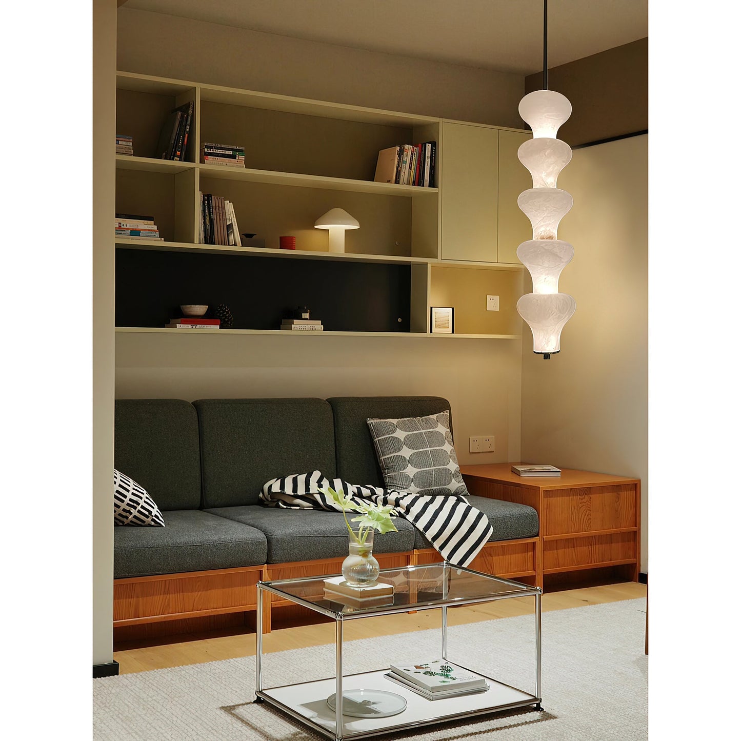 Balandres Alabaster Pendant | Tall 25-Inch Natural Stone Vertical Light