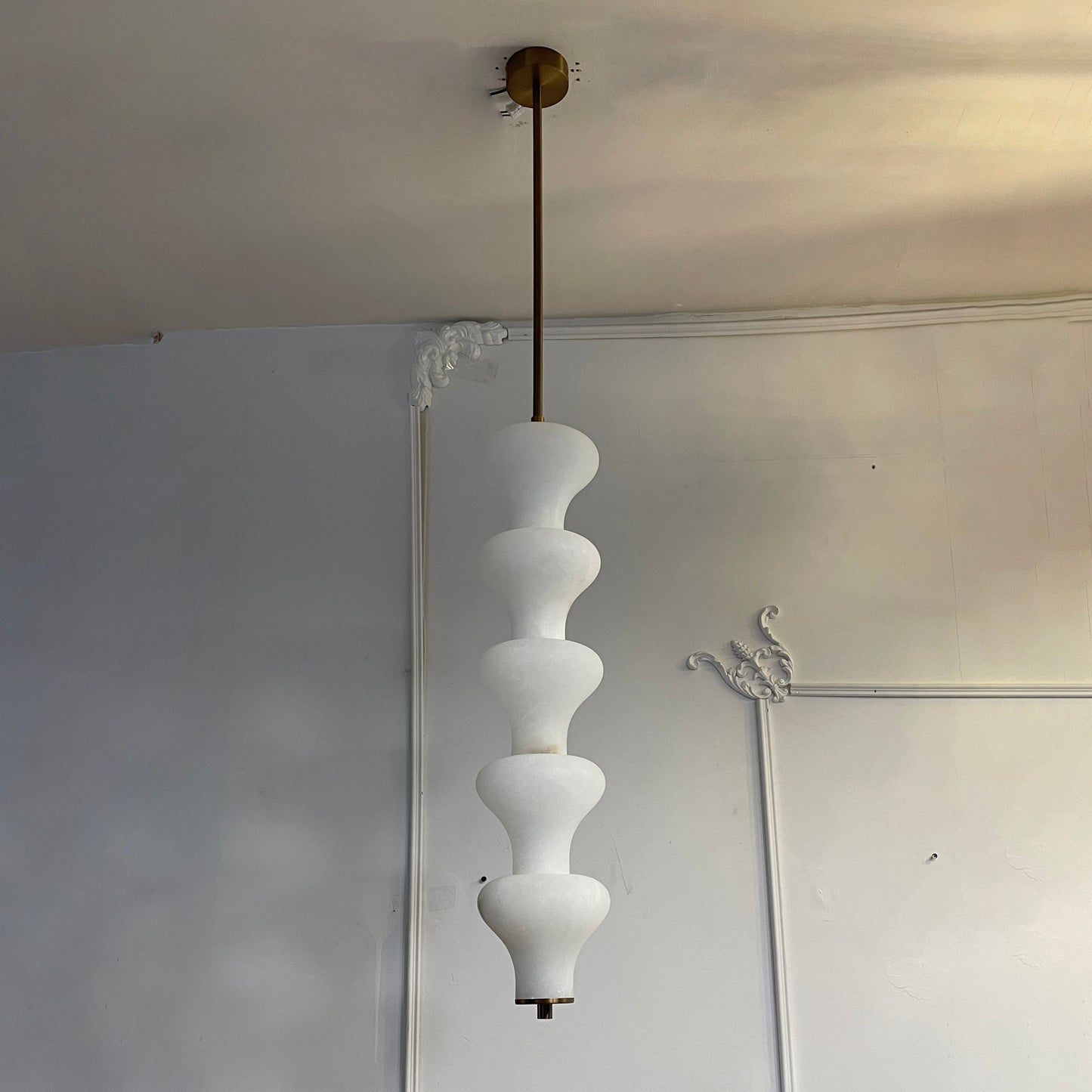 Balandres Alabaster Pendant | Tall 25-Inch Natural Stone Vertical Light