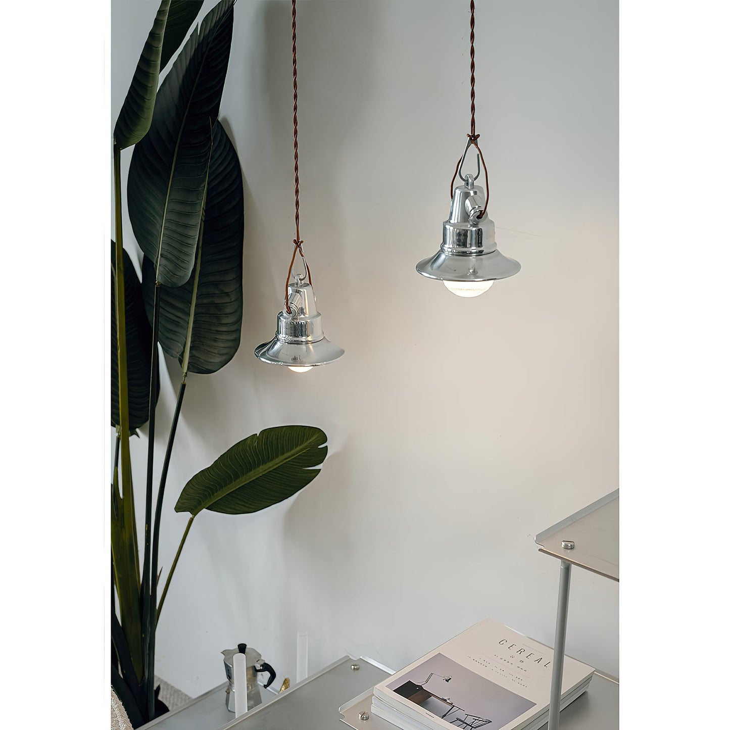 Baliga Pendant Lamp | Modern Minimalist Chrome & Glass Hanging Light