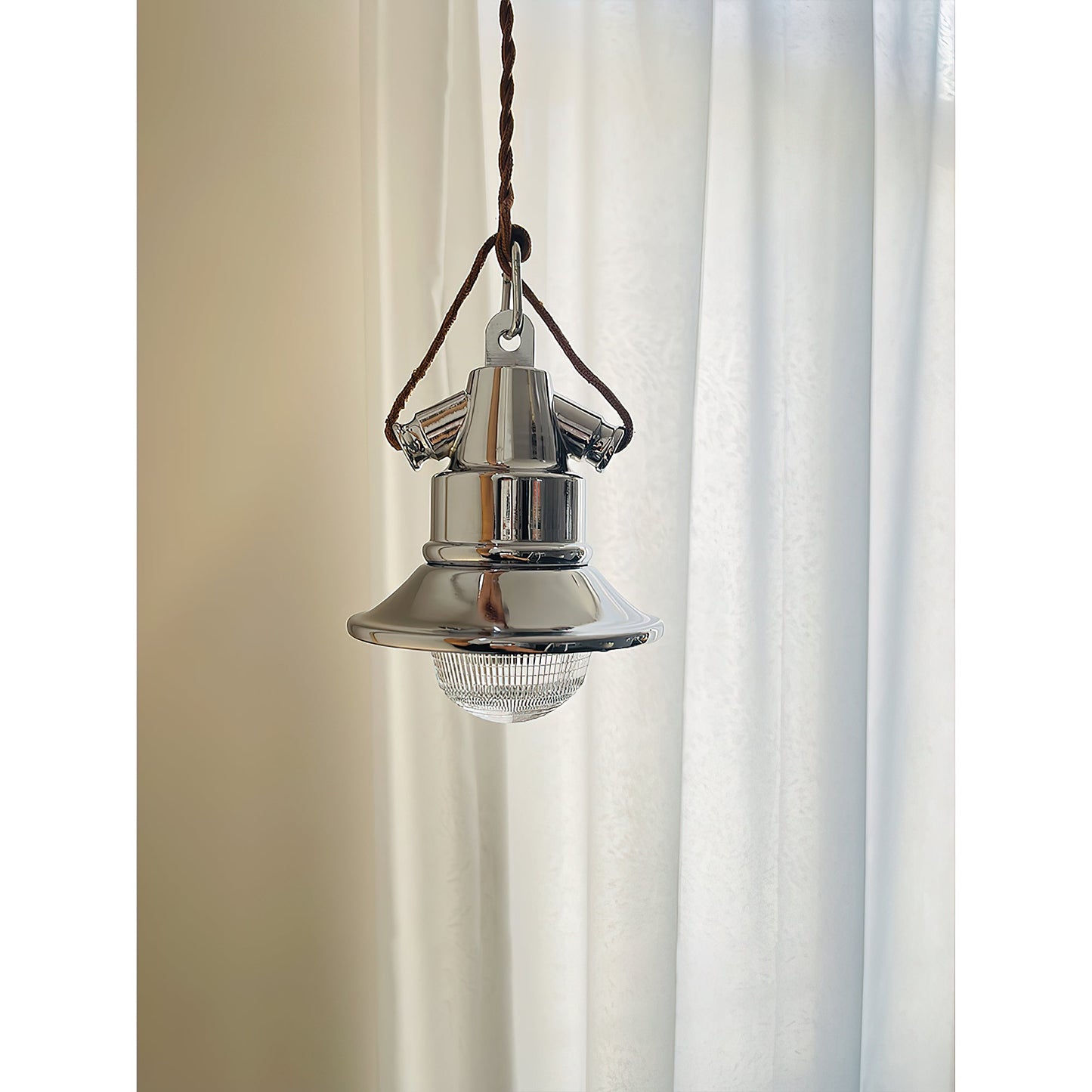 Baliga Pendant Lamp | Modern Minimalist Chrome & Glass Hanging Light