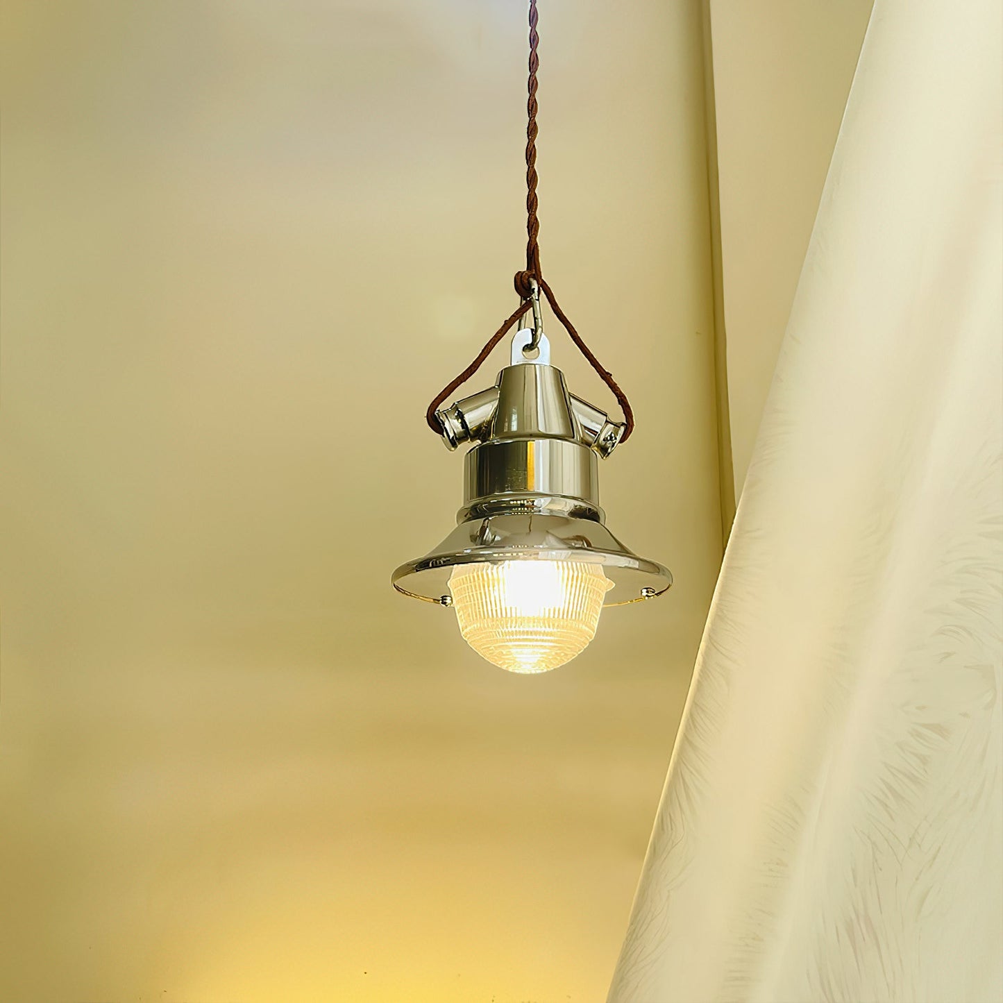 Baliga Pendant Lamp | Modern Minimalist Chrome & Glass Hanging Light
