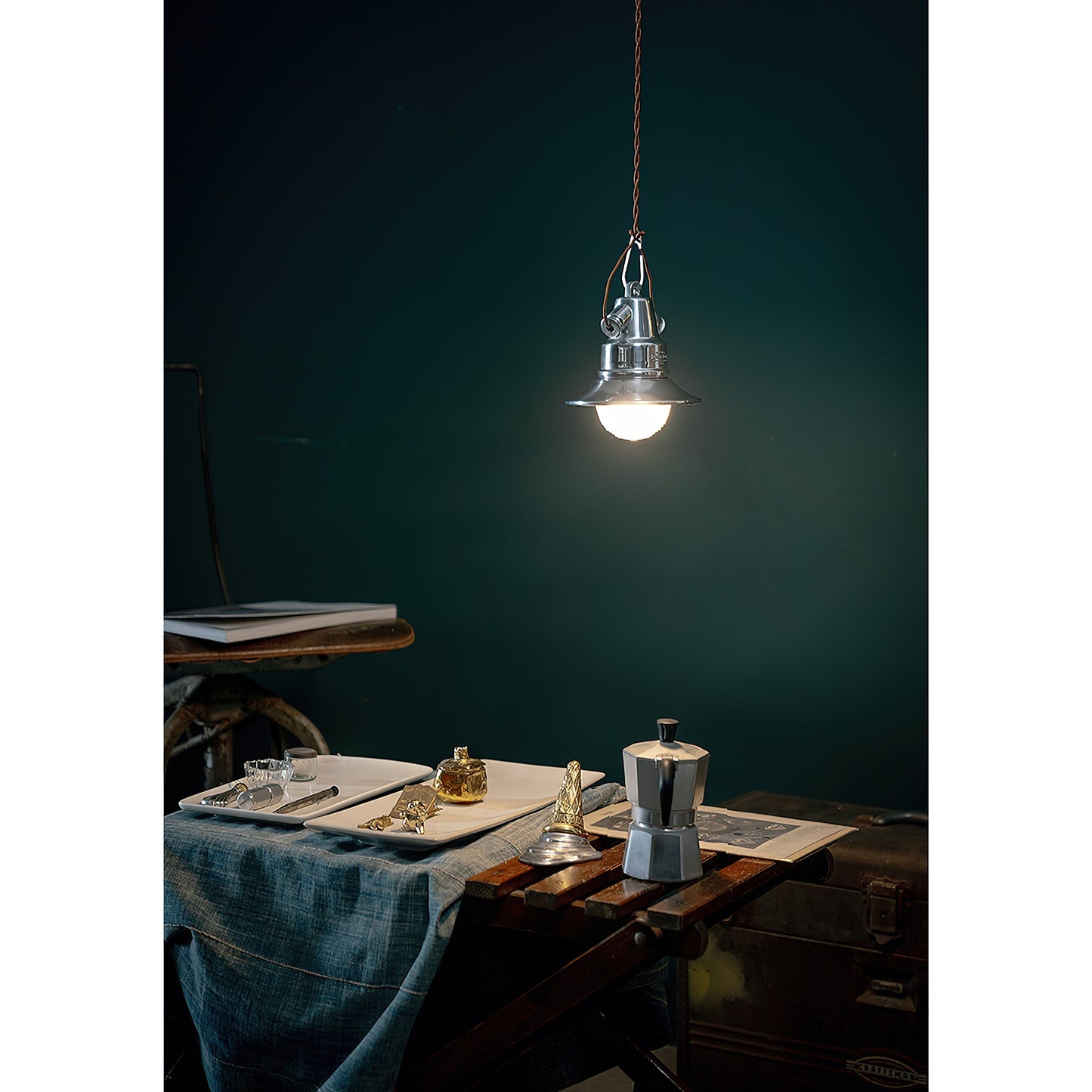 Baliga Pendant Lamp | Modern Minimalist Chrome & Glass Hanging Light