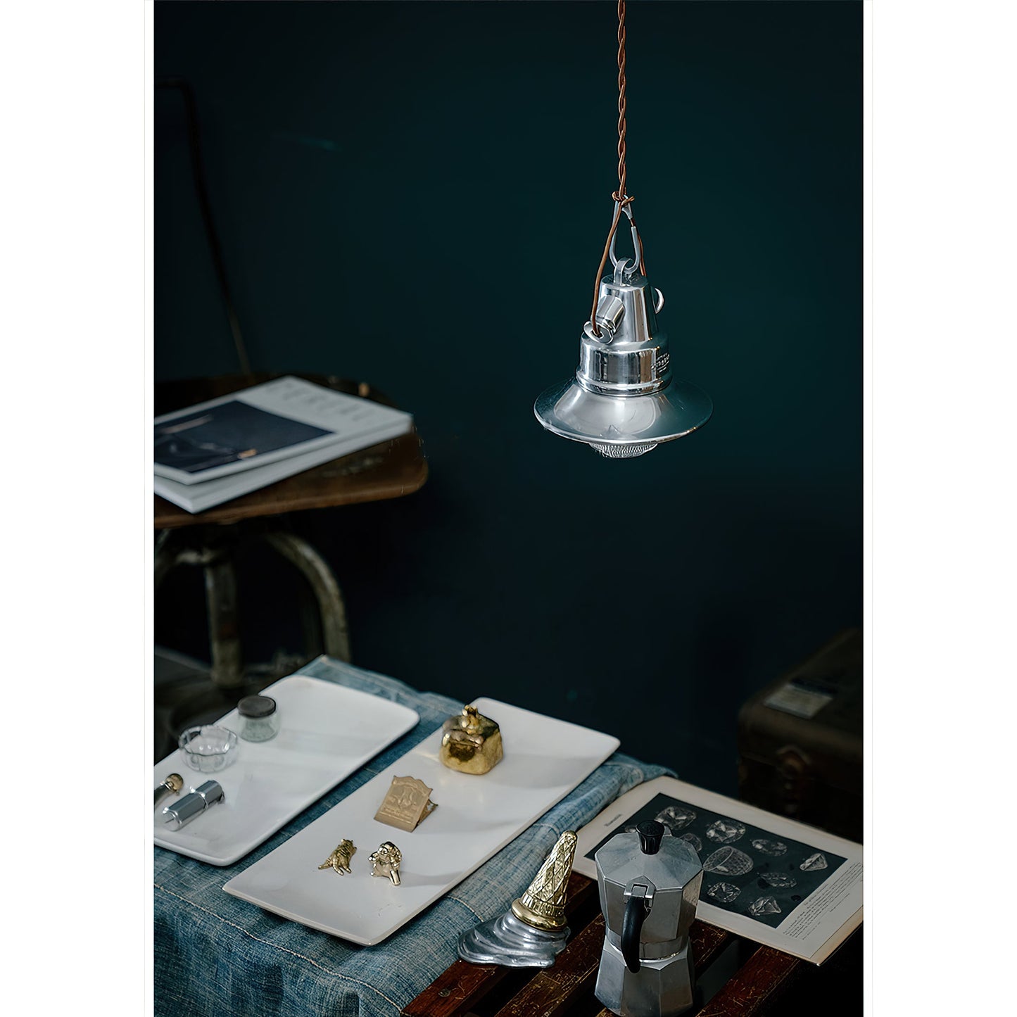 Baliga Pendant Lamp | Modern Minimalist Chrome & Glass Hanging Light