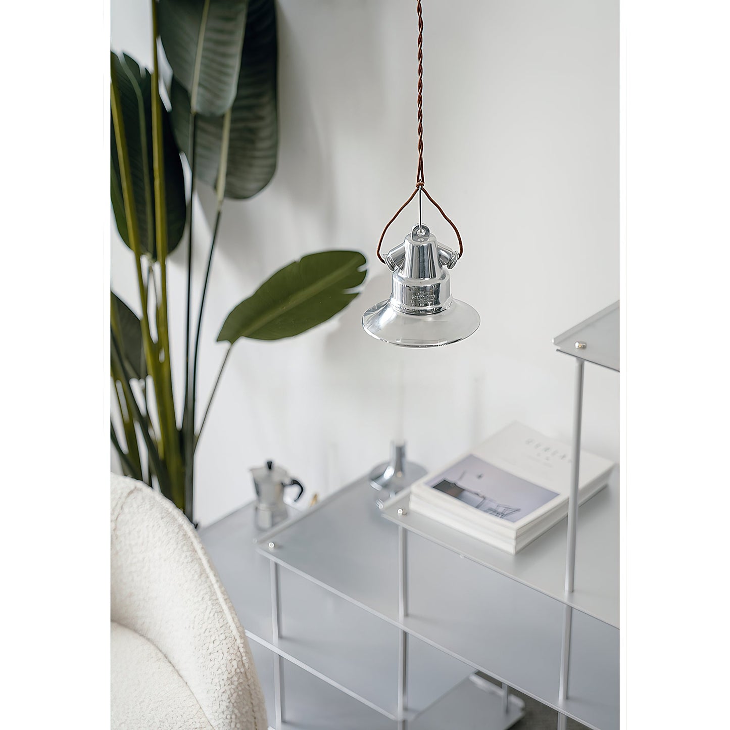 Baliga Pendant Lamp | Modern Minimalist Chrome & Glass Hanging Light