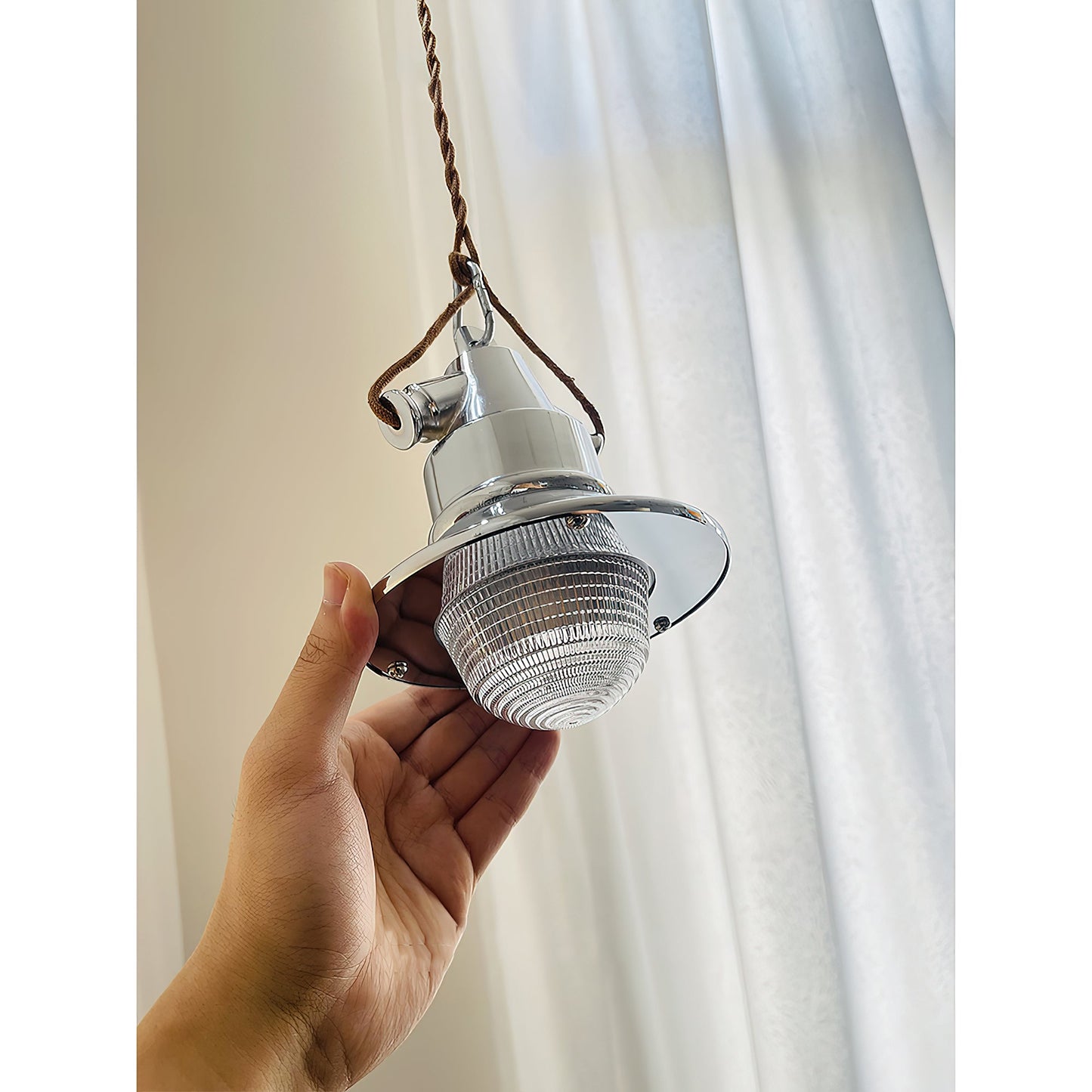 Baliga Pendant Lamp | Modern Minimalist Chrome & Glass Hanging Light