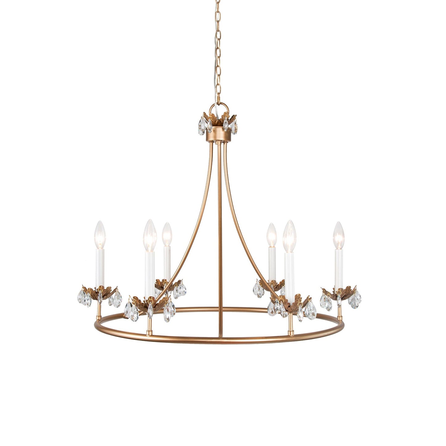 Barbados Chandelier | Modern Brass 6-Light Crystal Drop Pendant