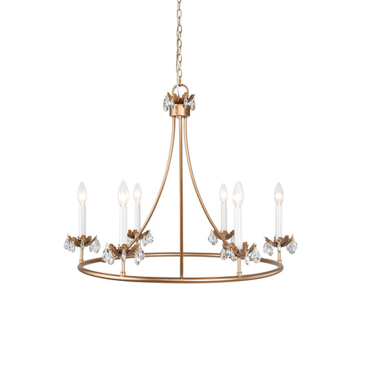 Barbados Chandelier | Modern Brass 6-Light Crystal Drop Pendant