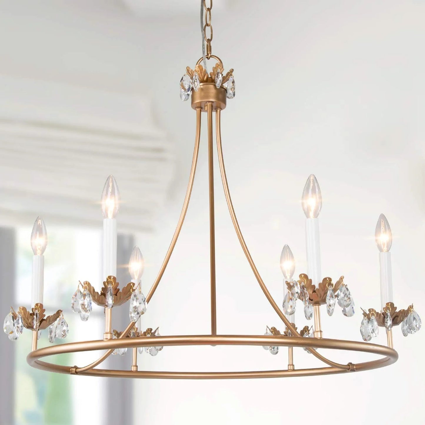 Barbados Chandelier | Modern Brass 6-Light Crystal Drop Pendant