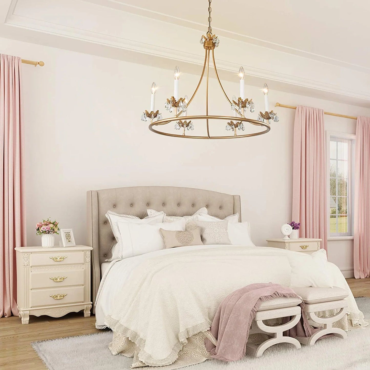 Barbados Chandelier | Modern Brass 6-Light Crystal Drop Pendant