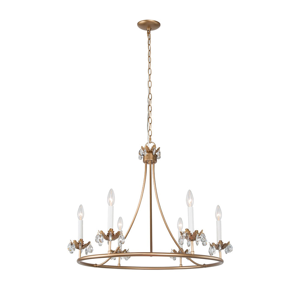 Barbados Chandelier | Modern Brass 6-Light Crystal Drop Pendant