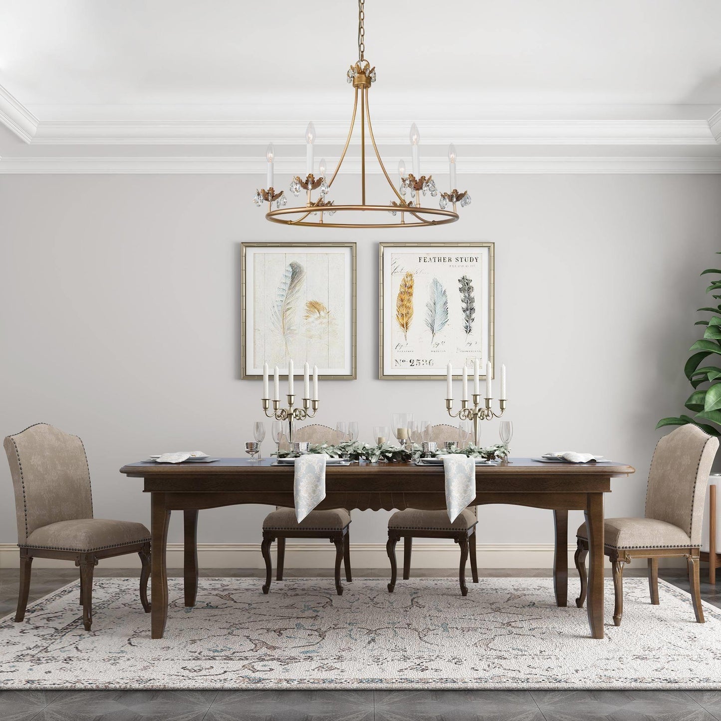 Barbados Chandelier | Modern Brass 6-Light Crystal Drop Pendant