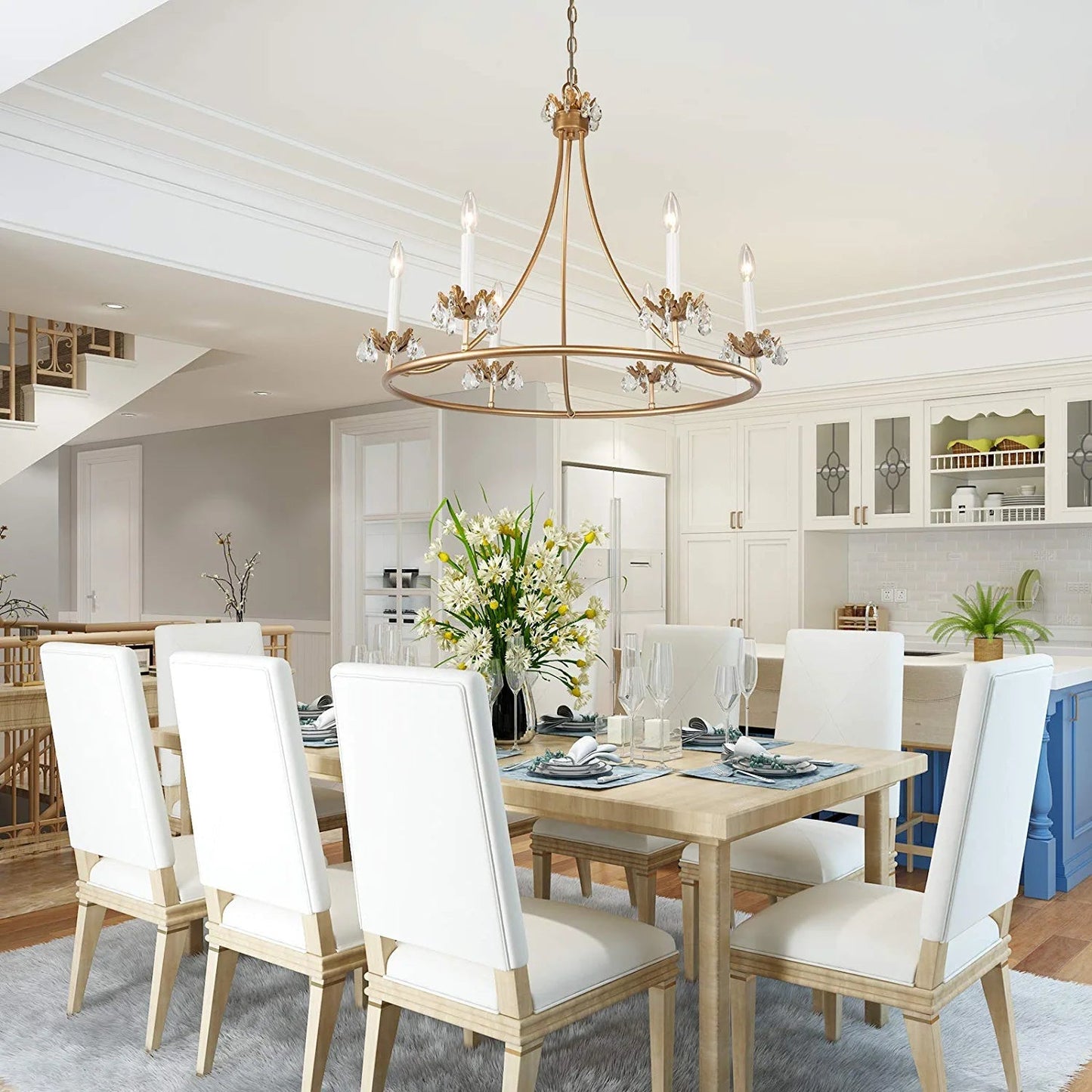 Barbados Chandelier | Modern Brass 6-Light Crystal Drop Pendant