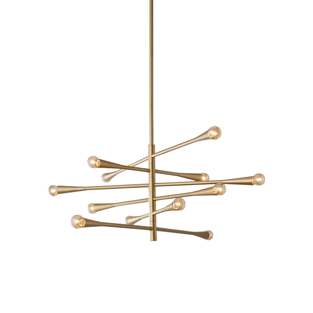 Barre Chandelier | Large 45-Inch Modern Solid Brass 12-Light Pendant