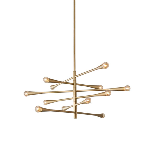 Barre Chandelier | Large 45-Inch Modern Solid Brass 12-Light Pendant