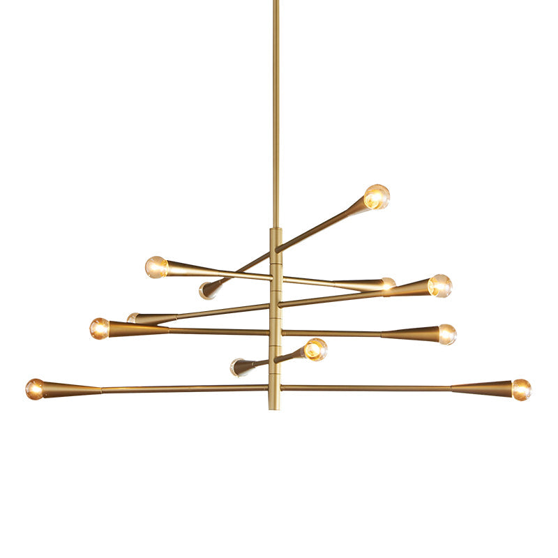 Barre Chandelier | Large 45-Inch Modern Solid Brass 12-Light Pendant