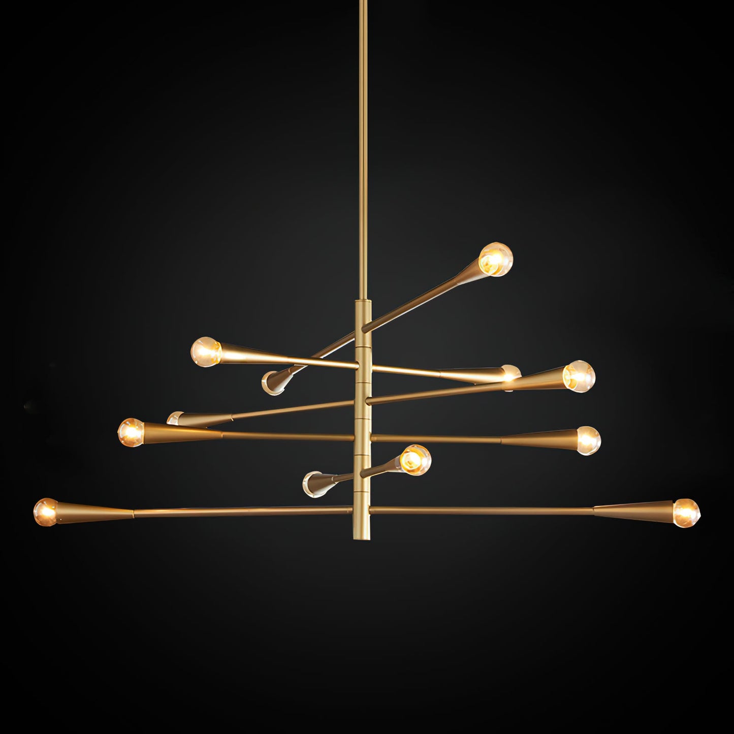 Barre Chandelier | Large 45-Inch Modern Solid Brass 12-Light Pendant