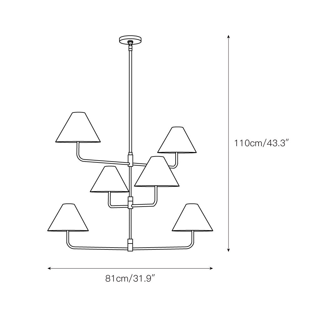 Basden Three Tier Chandelier | Mobile-Inspired 6-Light Brass Pendant