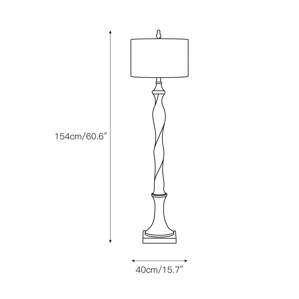 Bassett Leroy Floor Lamp | Modern Curved Wood & Fabric Standing Light