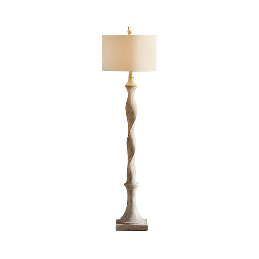 Bassett Leroy Floor Lamp | Modern Curved Wood & Fabric Standing Light