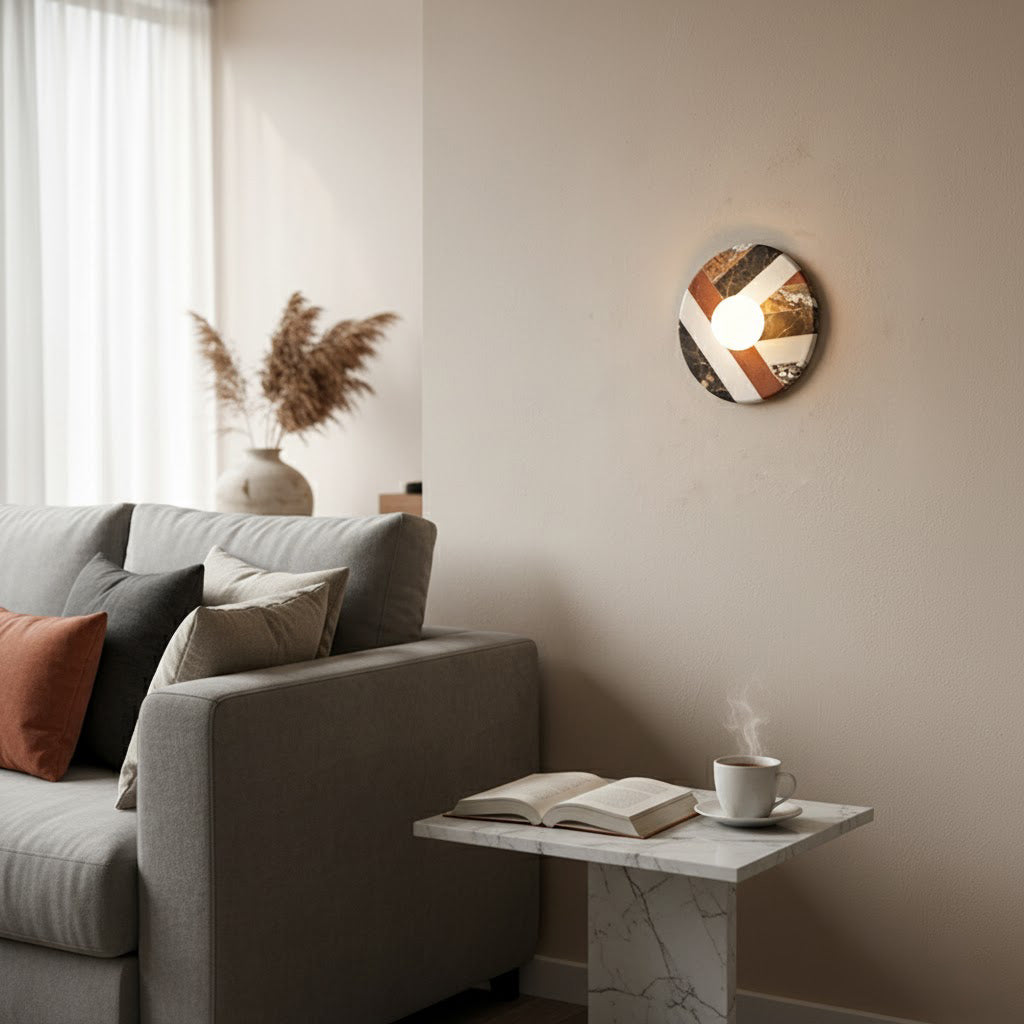 Battuto Marble Wall Lamp | Luxury Textured Natural Stone & Alabaster Sconce