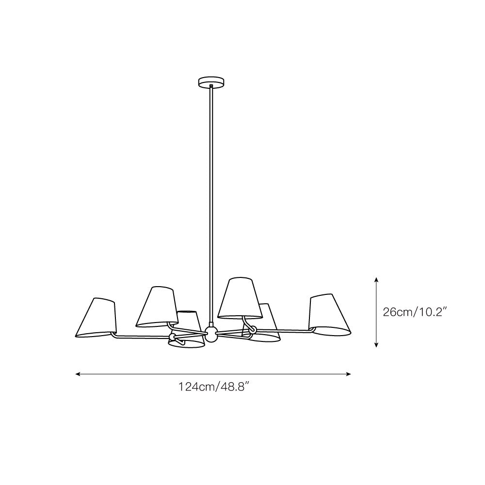 Witting Mid-Century Modern Linear Chandelier - 6-Light Black & Brass Hanging Island Light | Sloped Ceiling Compatibl