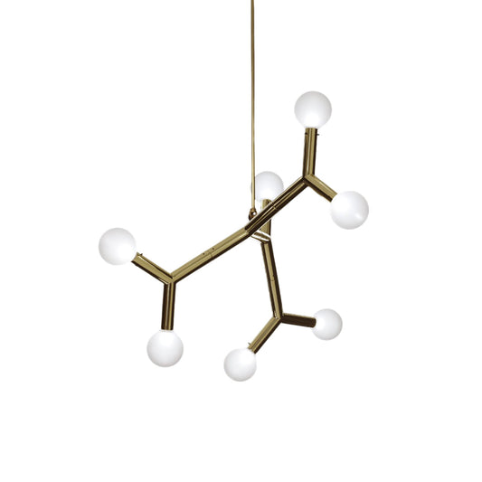 Bcaa Ball Chandelier | Modern Branching Brass & White Glass Pendant