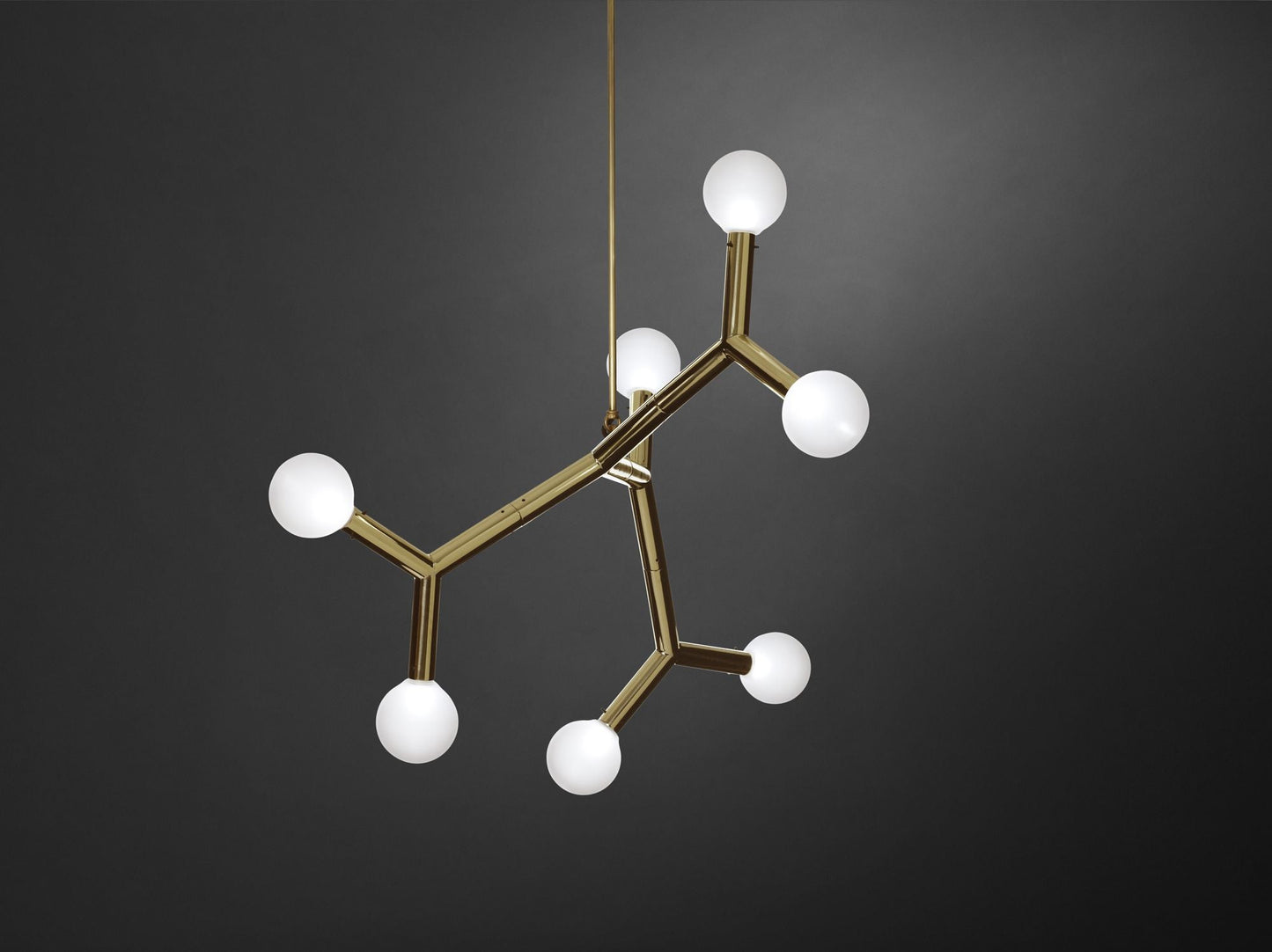 Bcaa Ball Chandelier | Modern Branching Brass & White Glass Pendant