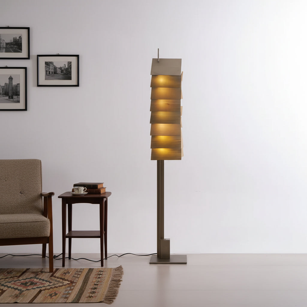 Be Patient Floor Lamp | Industrial Stainless Steel & Aluminum Louvered Light
