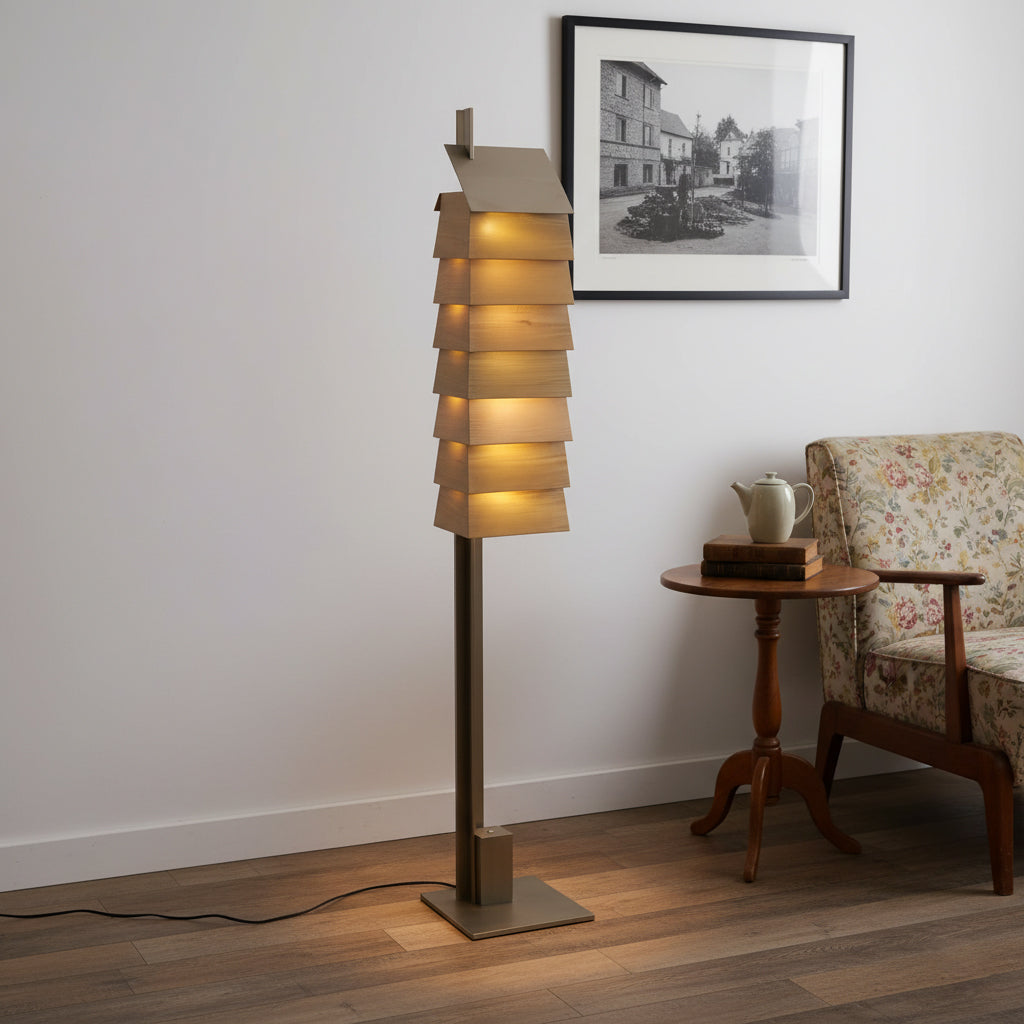 Be Patient Floor Lamp | Industrial Stainless Steel & Aluminum Louvered Light