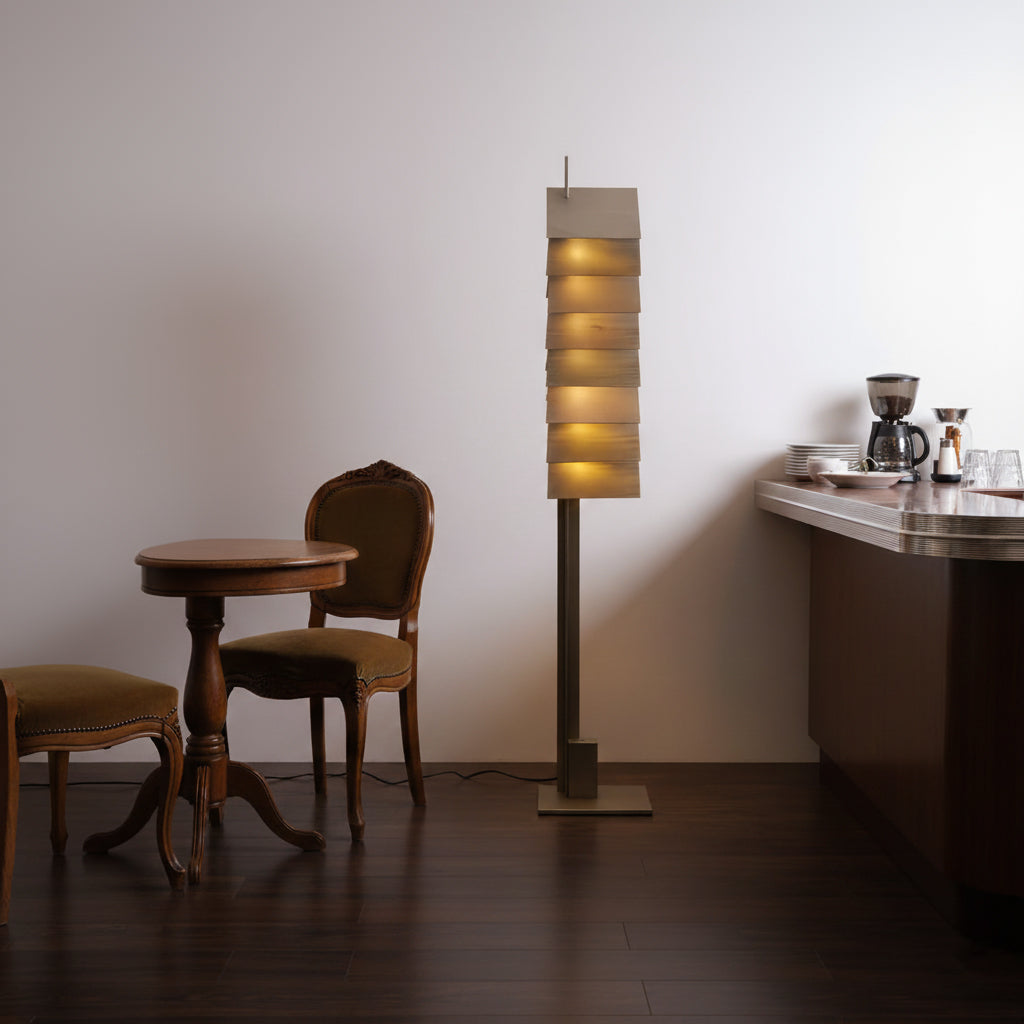 Be Patient Floor Lamp | Industrial Stainless Steel & Aluminum Louvered Light