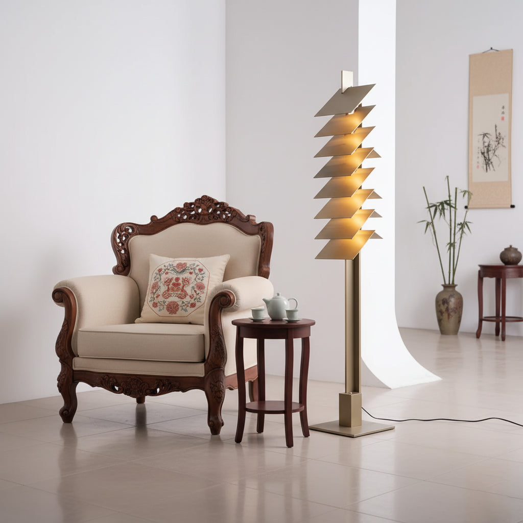 Be Patient Floor Lamp | Industrial Stainless Steel & Aluminum Louvered Light