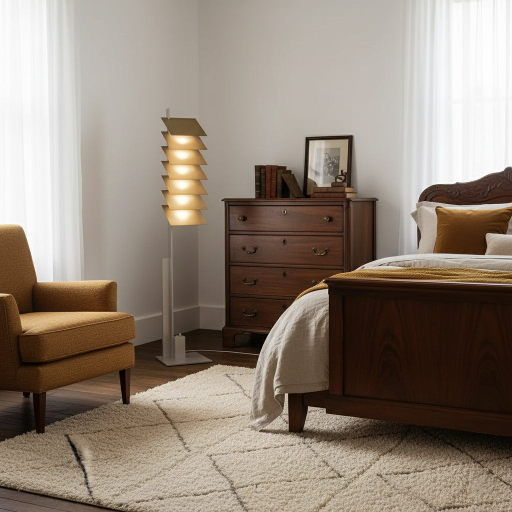 Be Patient Floor Lamp | Industrial Stainless Steel & Aluminum Louvered Light