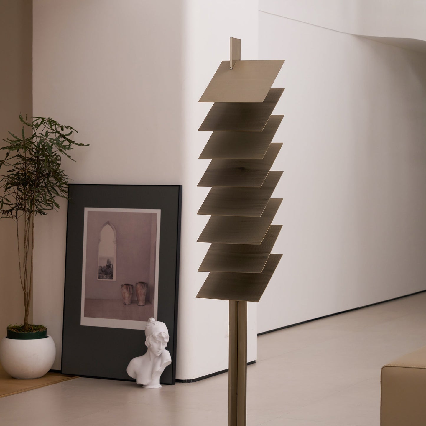 Be Patient Floor Lamp | Industrial Stainless Steel & Aluminum Louvered Light
