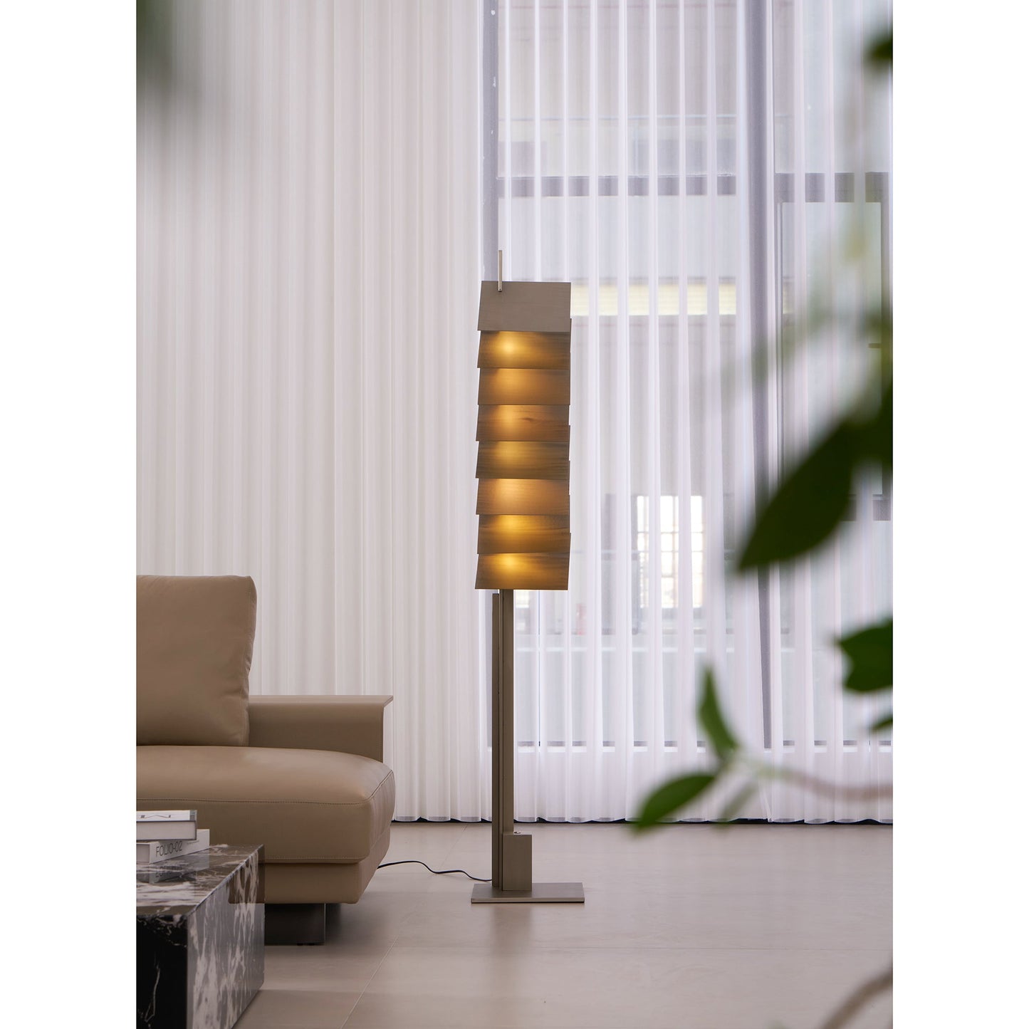 Be Patient Floor Lamp | Industrial Stainless Steel & Aluminum Louvered Light