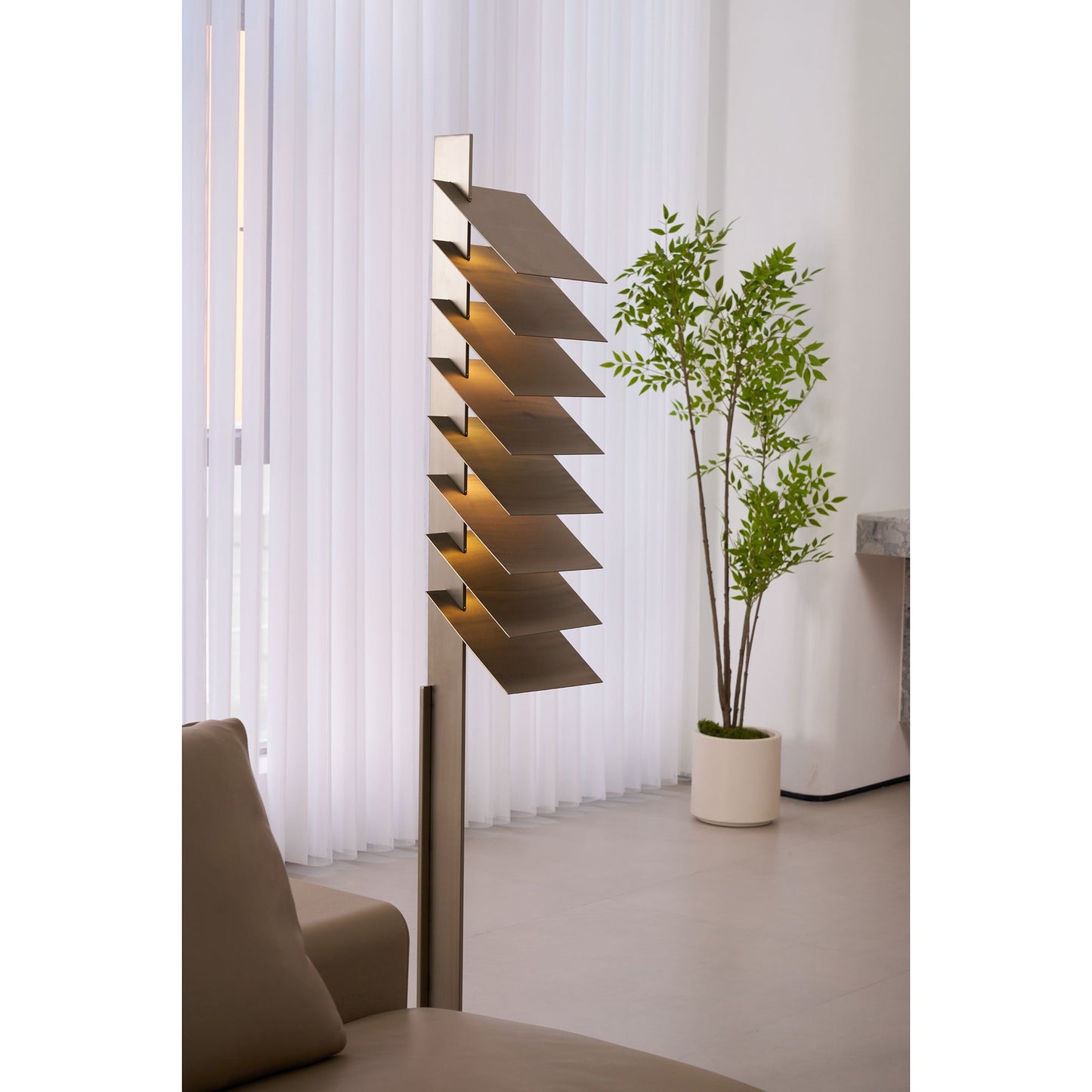 Be Patient Floor Lamp | Industrial Stainless Steel & Aluminum Louvered Light